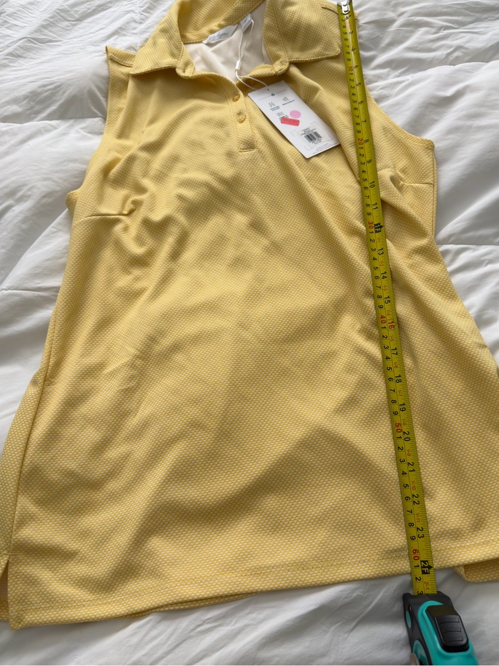 Lady Hagen Yellow Textured Polo Top